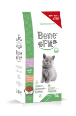 Hrană uscată pisici nou-născute, Benefit, cu carne de somon și orez, 800 g, super premium, creștere sănătoasă, sistem imunitar puternic, dezvoltare armonioasă