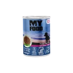 Hrană umedă pentru câine junior, MyFood, cu bucăți de vită în sos, 400 g, super premium, dezvoltare sănătoasă, energie pentru joacă, masă musculară