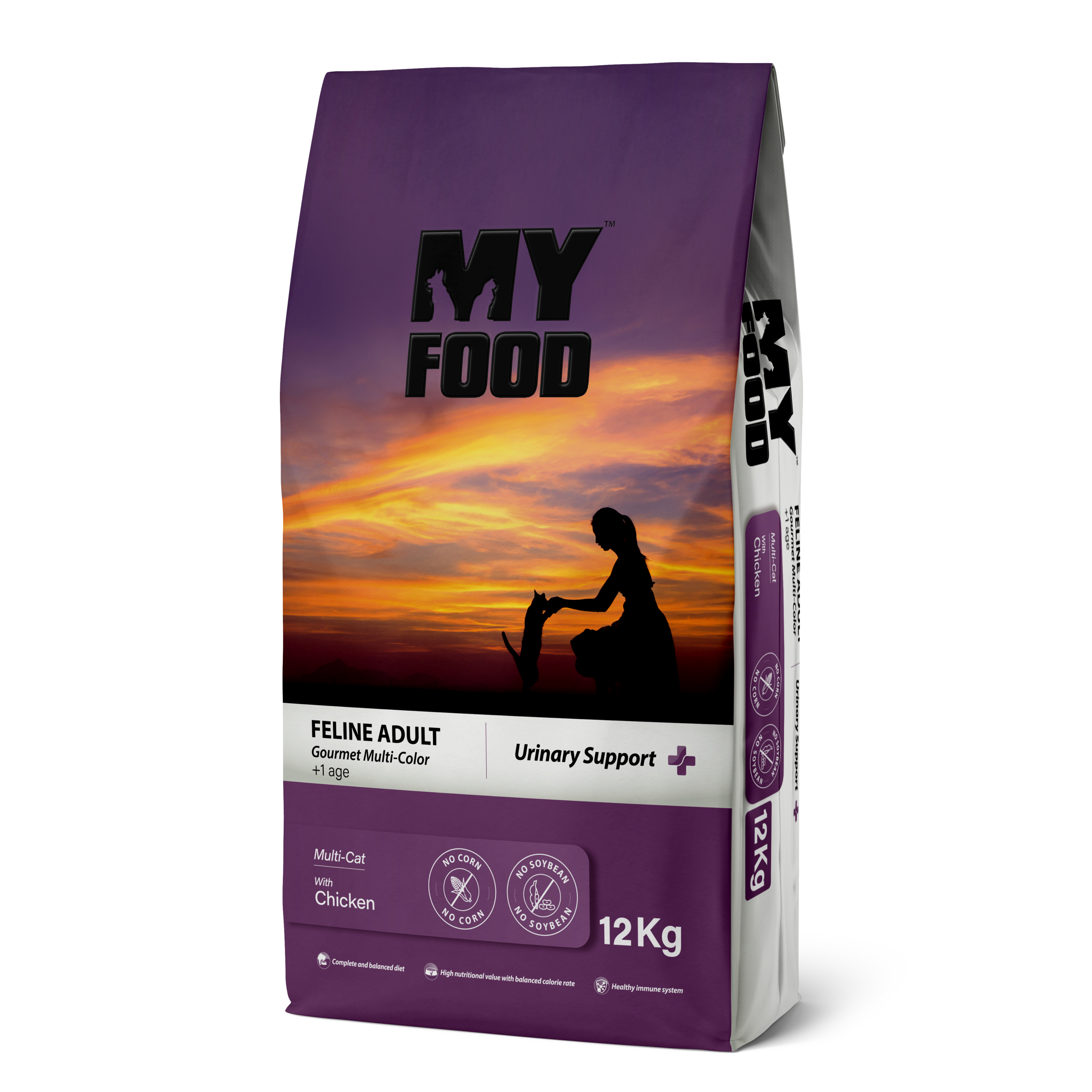 hrana-uscata-pisica-boabe-mancare-pisica-gourmet_wzjuns Hrană uscată pisică adult, MyFood, cu carne de pui și orez, 12 kg, super premium, suport urinar, digestie echilibrată, imunitate puternică - imagine 1