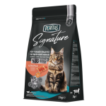 Hrană uscată pentru pisici adulte, Peritas Signature, prevenirea ghemurilor de păr,cu somon și anșoa, sac 2 kg, super premium, digestie sănătoasă, blană strălucitoare