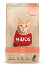 Hrană uscată pentru pisică, Sterilizat, Midos, Pește & orez, 15kg