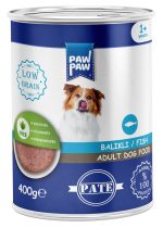 Hrană umedă pentru câine adult, PawPaw, pate de pește, 400 g, mâncare câine gustoasă, digestie ușoară, hidratare optimă, fără coloranți și consevanți