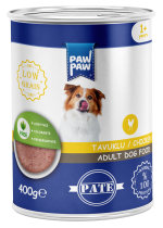Hrana umedă pentru câine adult, PawPaw, pate de pui, 400 g, gust delicat, textură fină, digestie ușoară