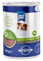 Hrană umedă pentru câine adult, PawPaw, pate de miel, 400g, mâncare câine gustoasă, digestie ușoară, hrană naturală