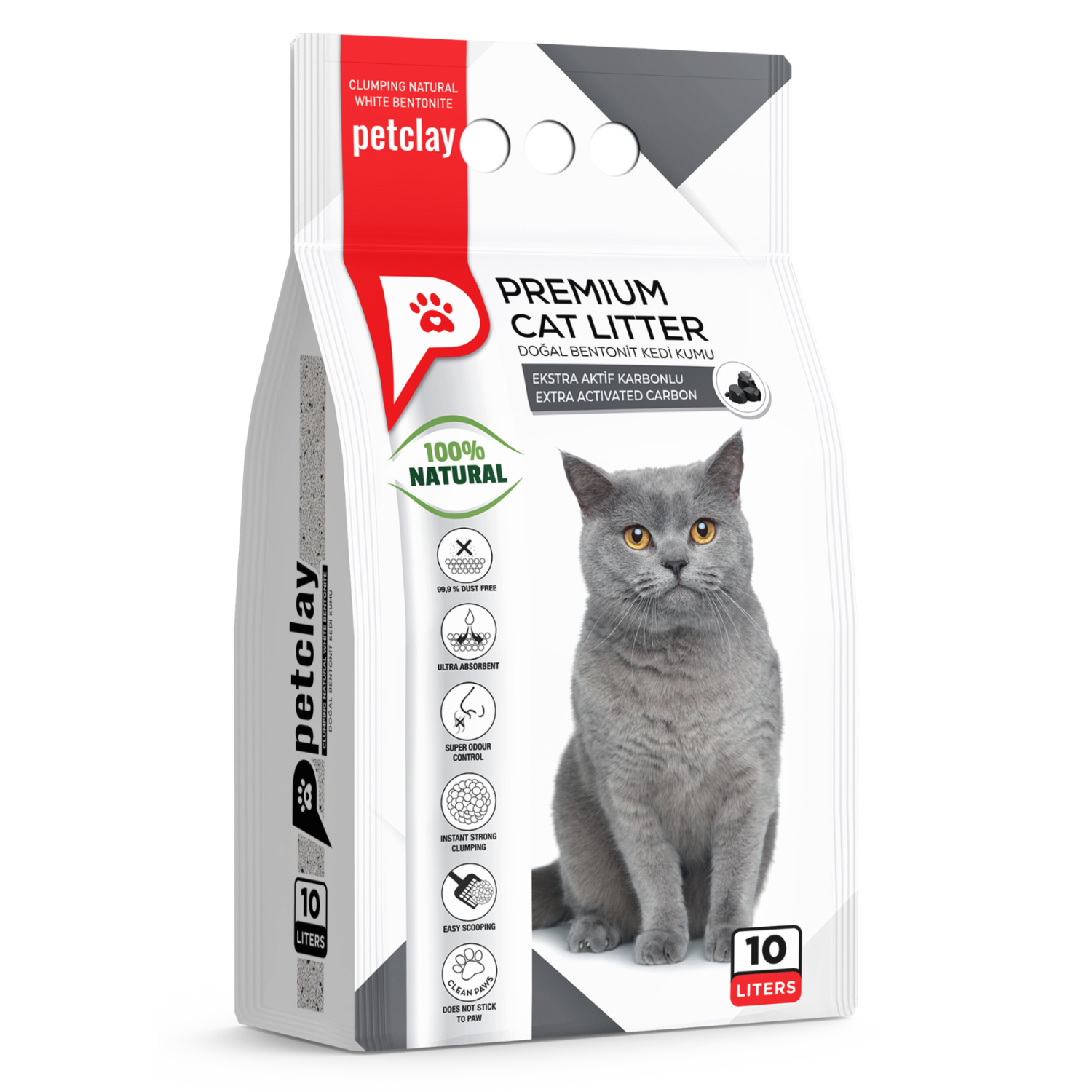 18_s0cm3p.png Nisip pentru litiera Petclay, asternut din bentonita, cu Carbon Activ, 10 L, 100% natural, 99, 9% fara praf, antimiros, ultraabsorbant, aglomerant - imagine 1